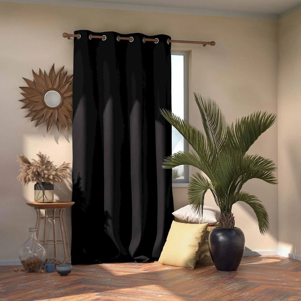 Naktinė užuolaida su žiedais AmeliaHome BLACKOUT 140X270 cm, 1 vnt., spalva: juoda aprašymas - Prekės nuotrauka