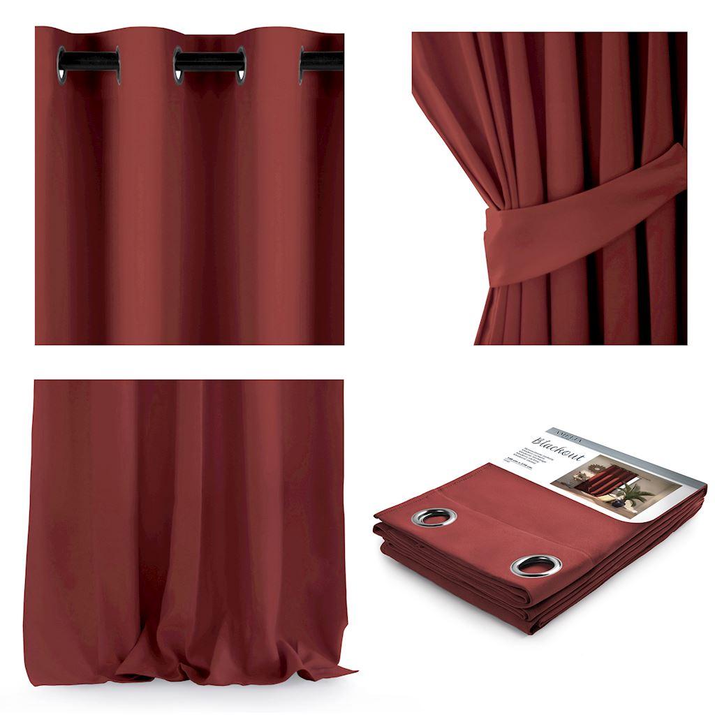 Naktinė užuolaida su žiedais AmeliaHome BLACKOUT 140X270 cm, 1 vnt., spalva: rausva aprašymas - Prekės nuotrauka
