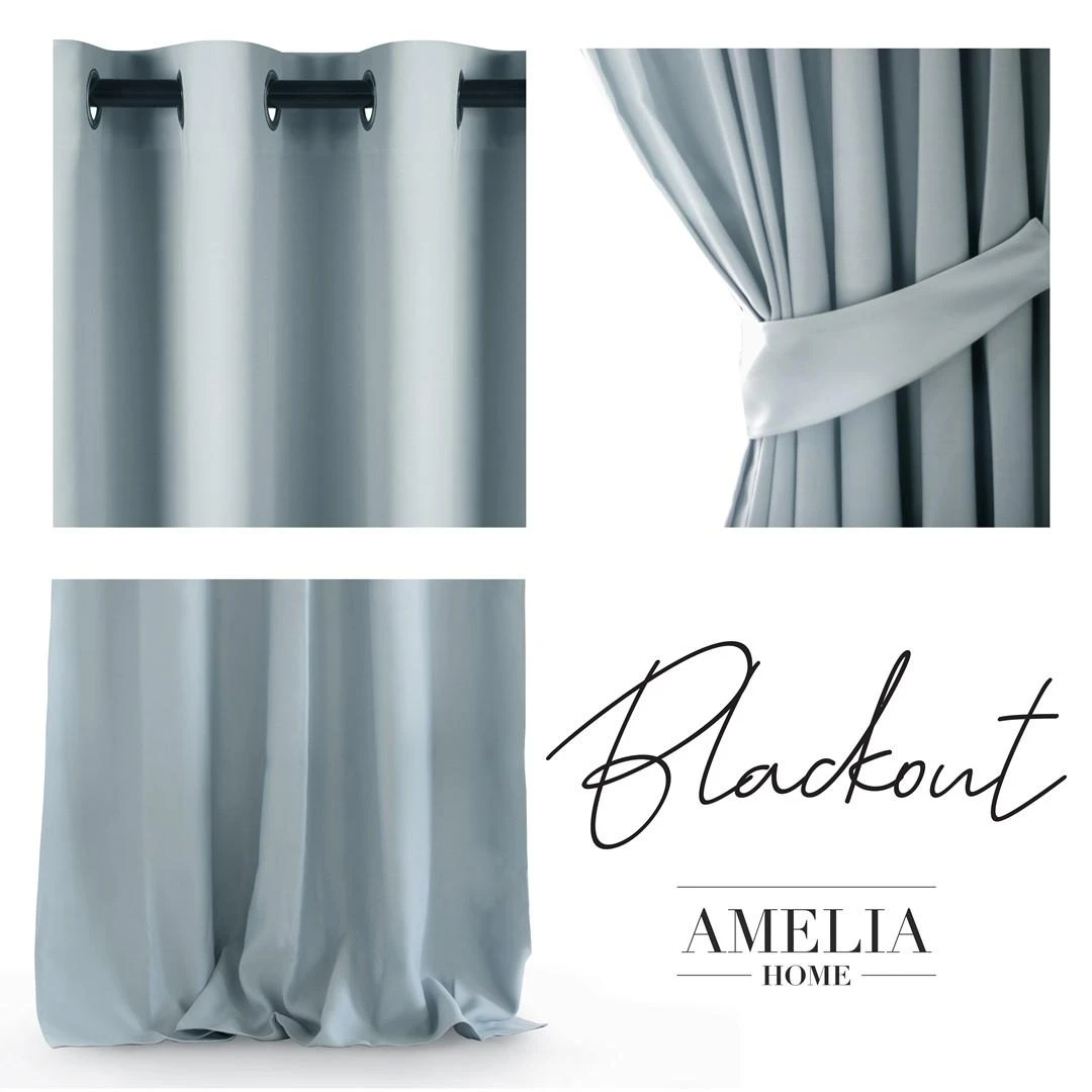 AmeliaHome CURT/AH/BLACKOUT/EYELETS/Sidabrinis/140X245/1PC