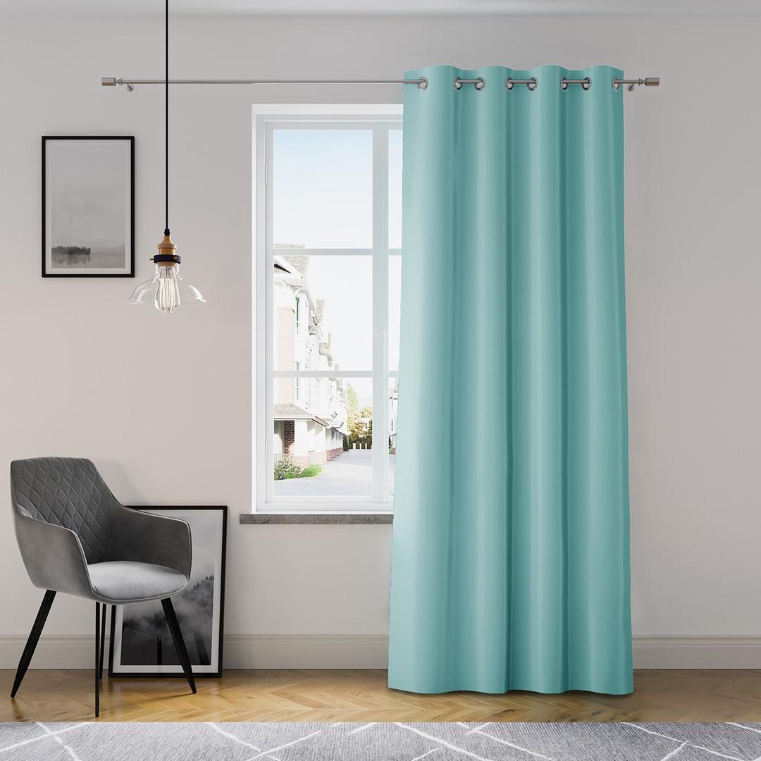 Naktinė užuolaida su žiedais AmeliaHome OXFORD 140X250 cm, 1 vnt., spalva: mėlyna aprašymas - Prekės nuotrauka