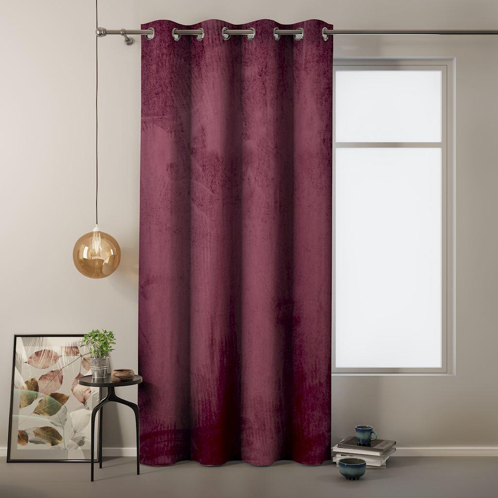 Naktinė užuolaida su žiedais AmeliaHome VELVET 140X245 cm, 1 vnt., spalva: burgundiška aprašymas - Prekės nuotrauka