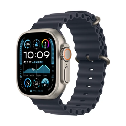 Apple Watch Ultra 2 GPS + Cellular 49mm Natural Titanium Case with Navy Ocean Band MX4D3EL/A