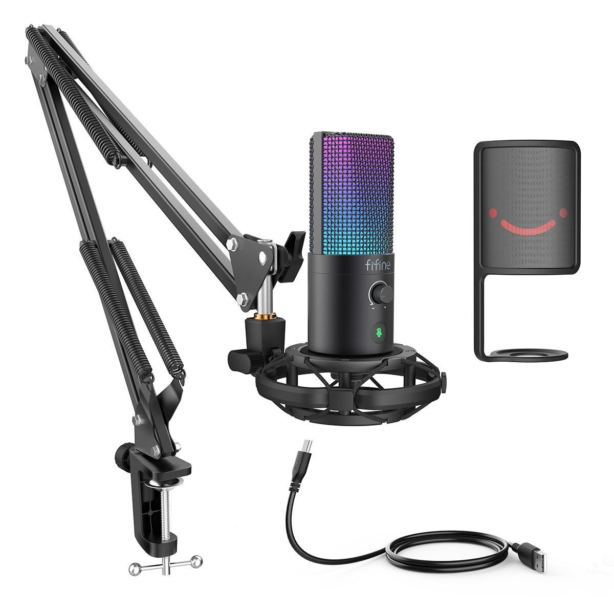 Fifine Technology FIFINE T669 PRO3 RGB Kondensatorinio Mikrofono ...