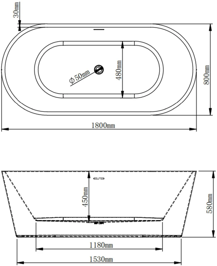Akrilinė vonia JAVA 203 balta 180 cm