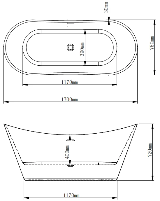 Akrilinė vonia LIBRA 206 balta