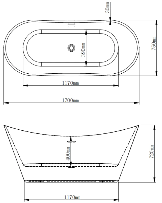 Akrilinė vonia LIBRA 206 balta/juoda