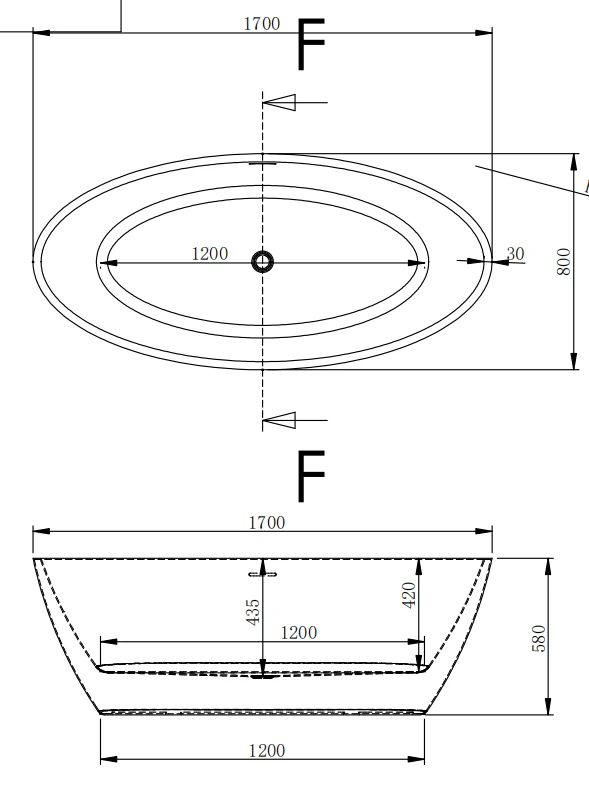 Akrilinė vonia OVAL 231 balta/juoda