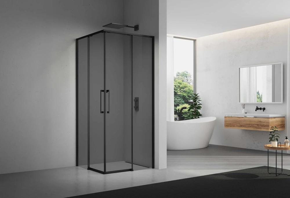 Dušo kabina ELEGANCE 100x100 juoda/pilka be pado