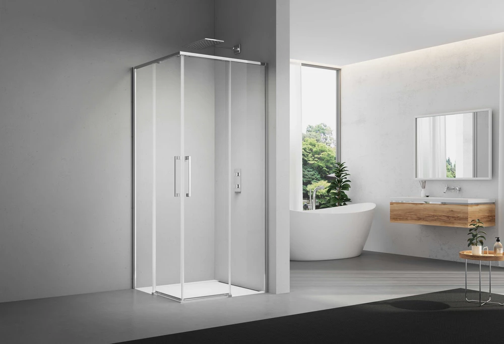 Dušo kabina ELEGANCE 90x90 chrom/skaidri be pado