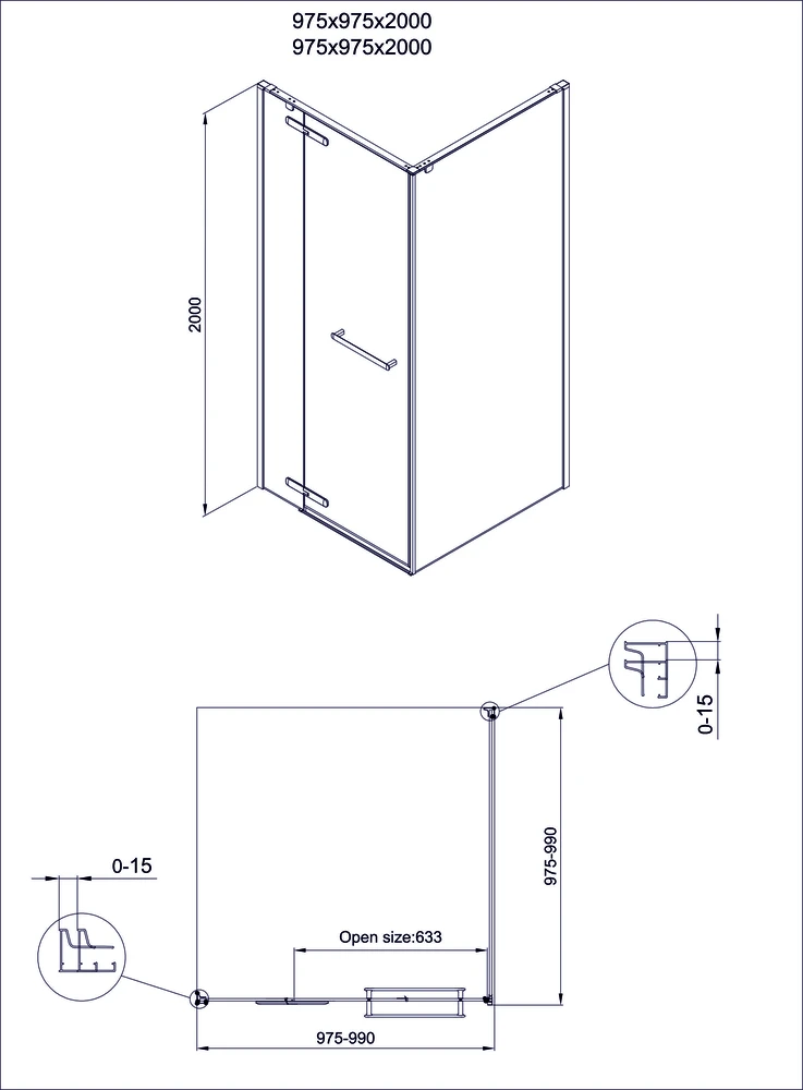 Dušo kabina PRESTIGE 100x100 juoda/pilka be pado