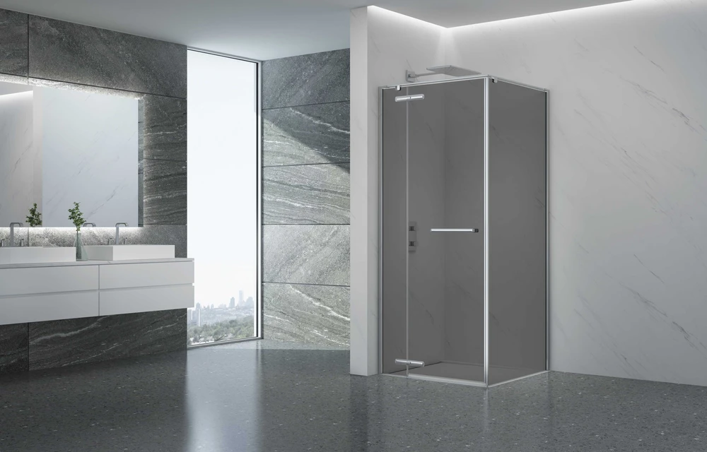 Dušo kabina PRESTIGE 120x90 chrom/pilka be pado