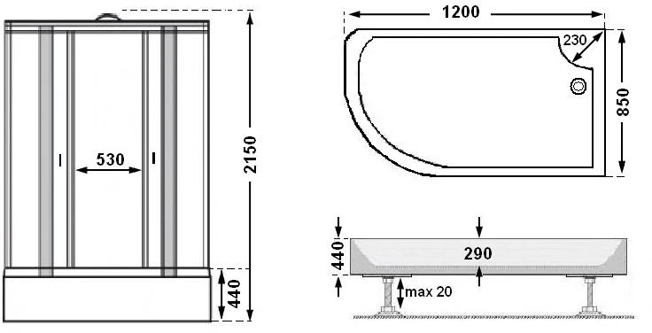 Dušo kabina SO72-18 fabric dešinė