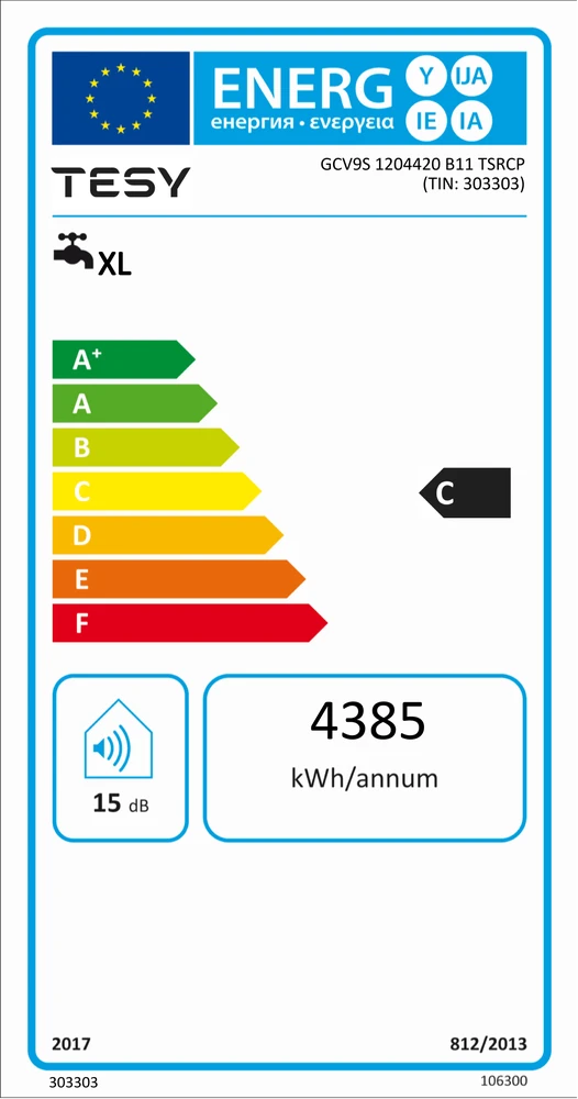 Elektrinis vandens šildytuvas vertikalus kombinuotas TESY GCV9S 150L RCP su sausu keraminiu kaitinimo elementu