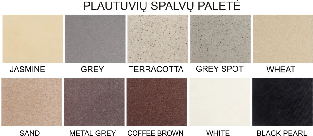 Granitinė plautuvė BRISA3D juodas pearl SU SIFONU