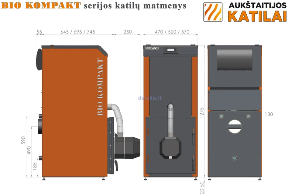 Granulinis katilas BIO KOMPAKT 15kW, su KIPI ROT POWER D16 degikliu su 160L talpa