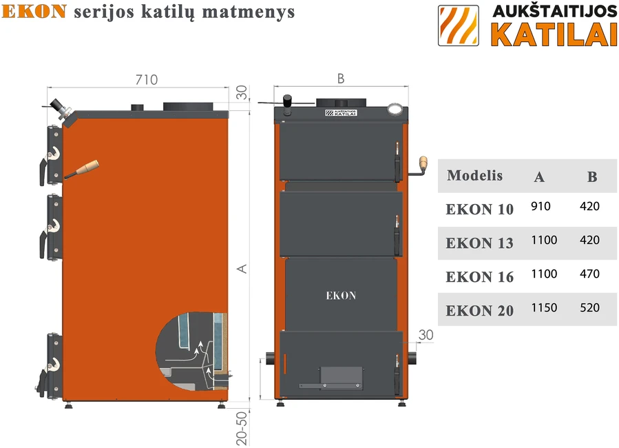 Katilas kieto kuro EKON 13 13 kW
