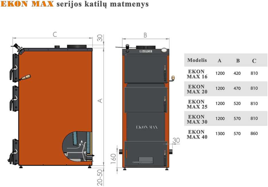 Katilas kieto kuro EKON MAX 16 16 kW