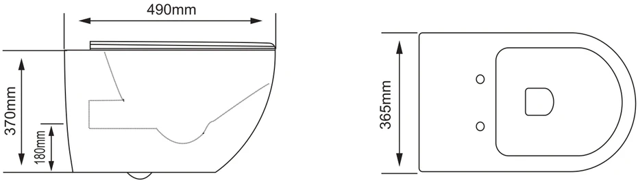 Klozetas pakabinamas FOCUS 391 RIMLESS