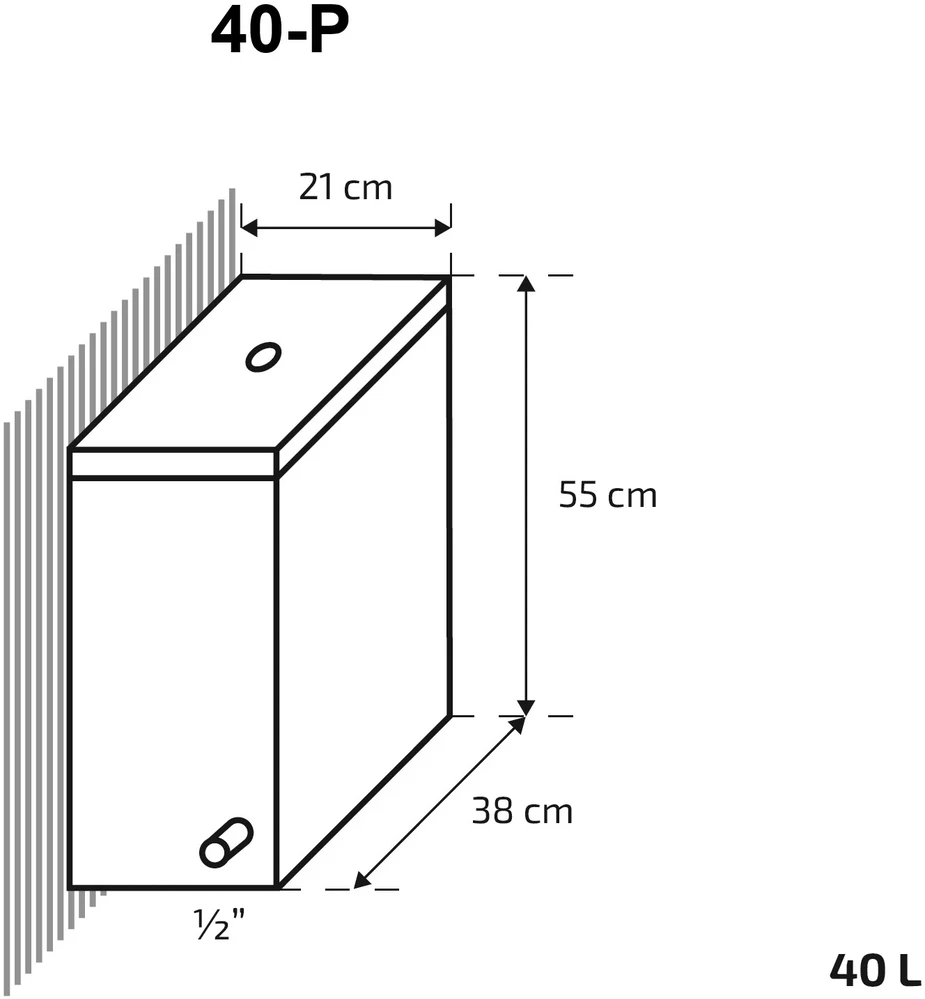 Krosnelė Skamet P-12040 PRV dešininė su 40L nerūd. plieno vandens talpa