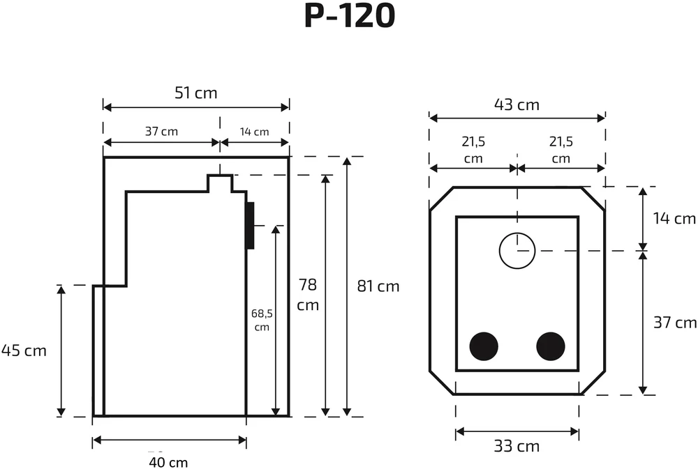 Krosnelė Skamet P-12040 PRV dešininė su 40L nerūd. plieno vandens talpa
