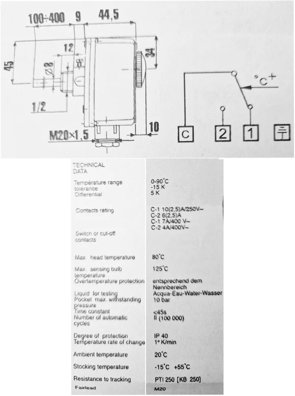 Termostatas įleidžiamas KLR-90GE