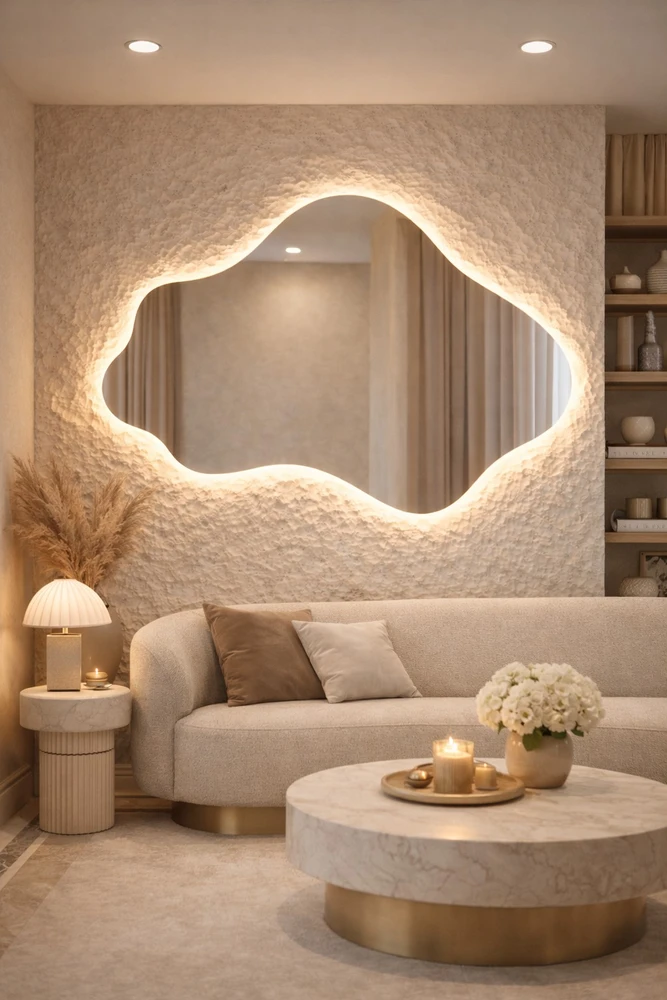 Veidrodis CLOUD LED IŠMANUS su funkcija nuo rasojimo, laikrodžiu ir termometru