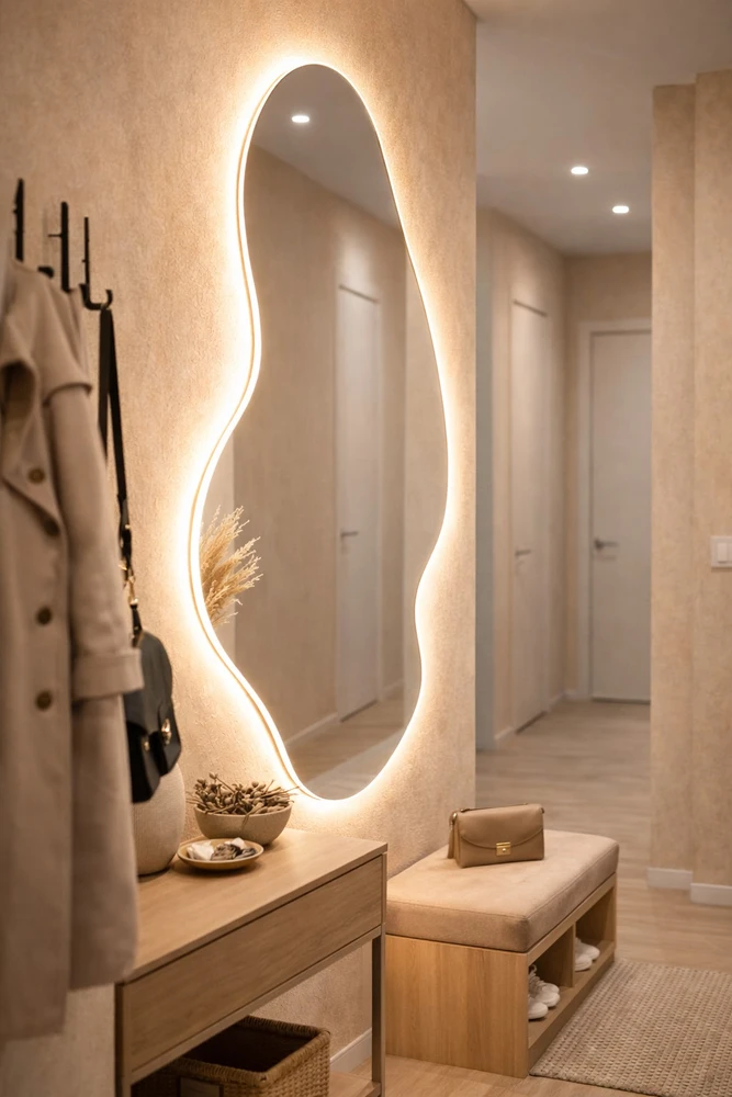 Veidrodis LUMINA LED IŠMANUS 50x80 su funkcija nuo rasojimo, laikrodžiu ir termometru