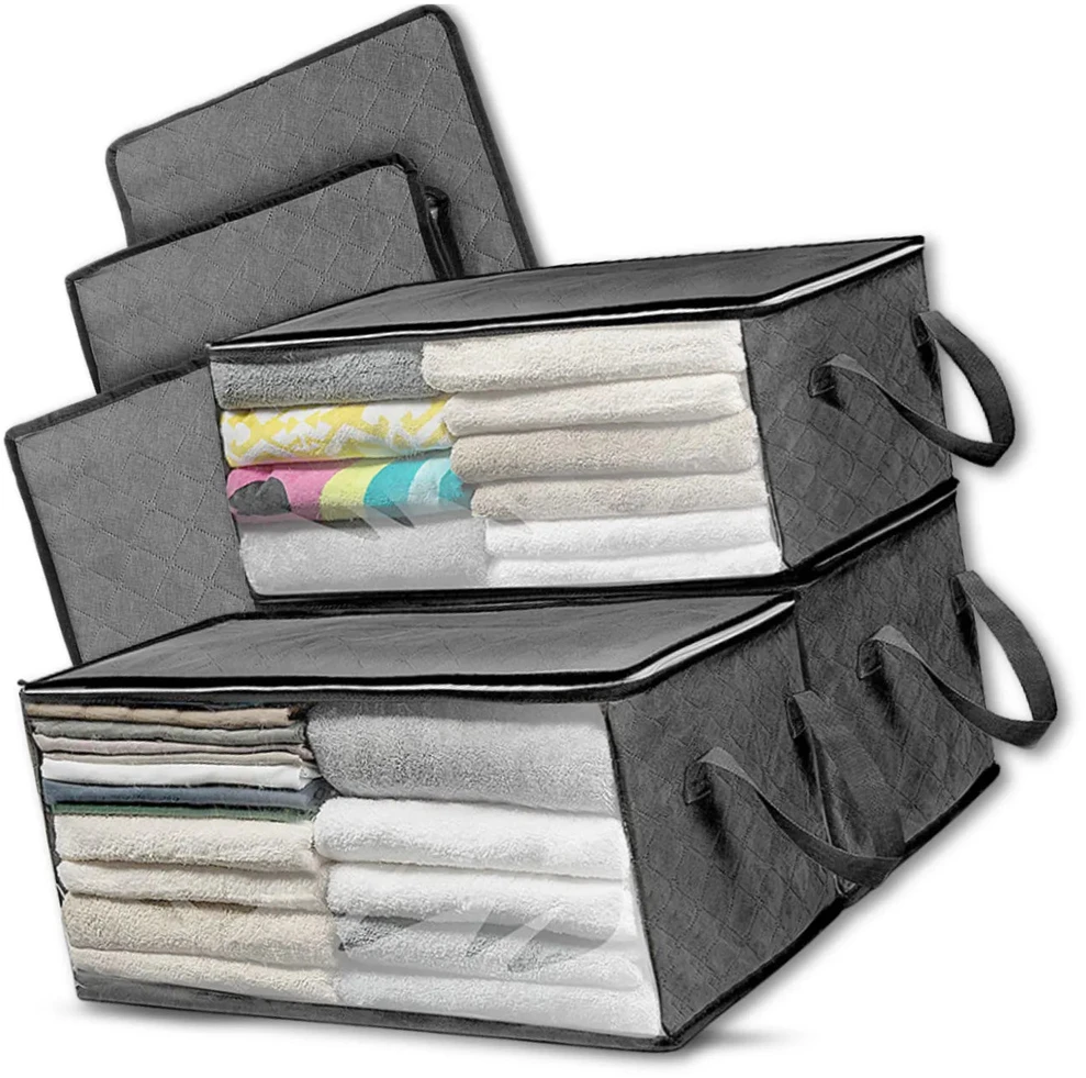 3 vnt. pilki neaustinės medžiagos laikymo krepšiai P47