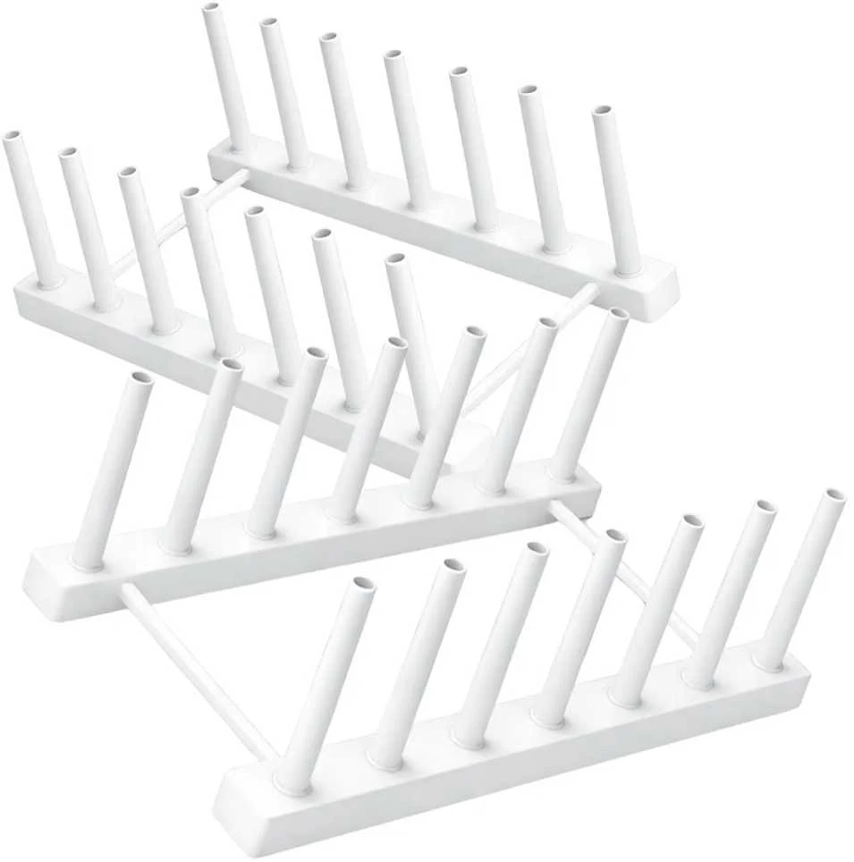Baltas lėkščių džiovintuvas-stovas, PVC, 2 vnt.