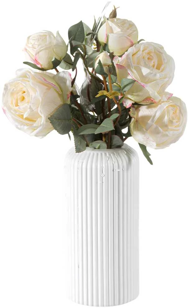 Dekoratyvinė balta plastikinė vaza, 20 cm