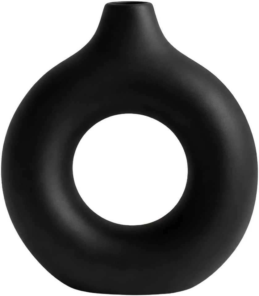 Dekoratyvinė juoda PVC vaza, minimalistinė