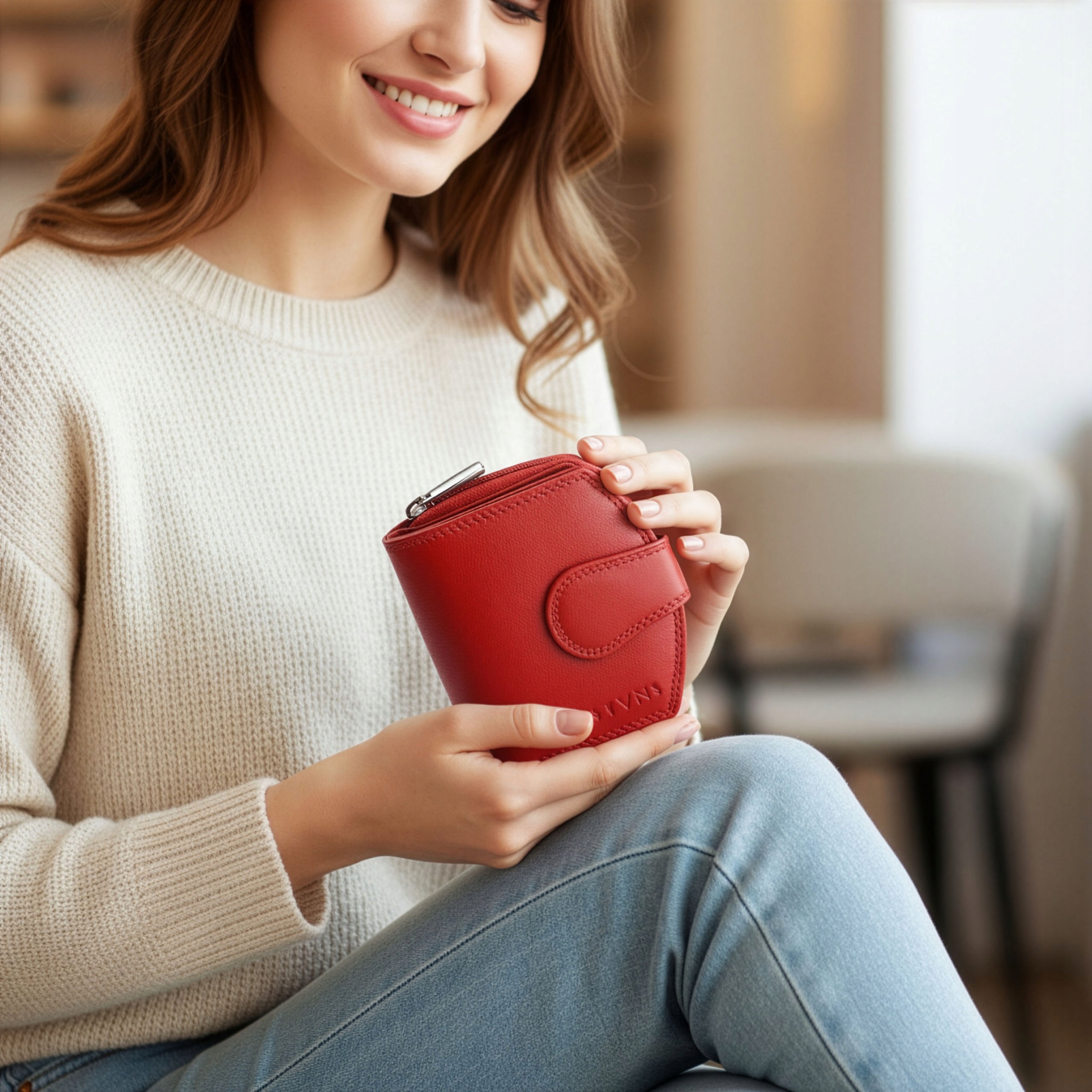 Piniginė moterims Stevens, raudona, su RFID apsauga aprašymas - Prekės nuotrauka