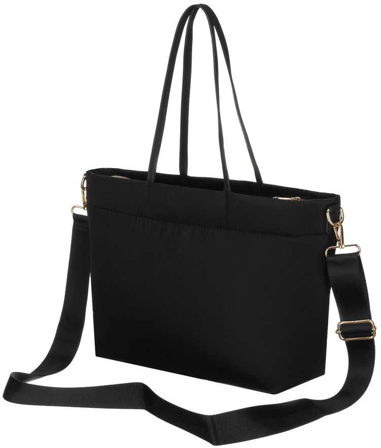 Didelė juoda moteriška „Peterson“ nailoninė shopper rankinė A4 formatui, su magnetiniu užsegimu