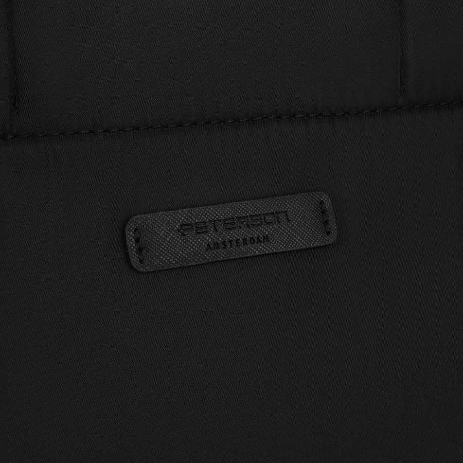 Didelė juoda moteriška „Peterson“ nailoninė shopper rankinė A4 formatui, su magnetiniu užsegimu