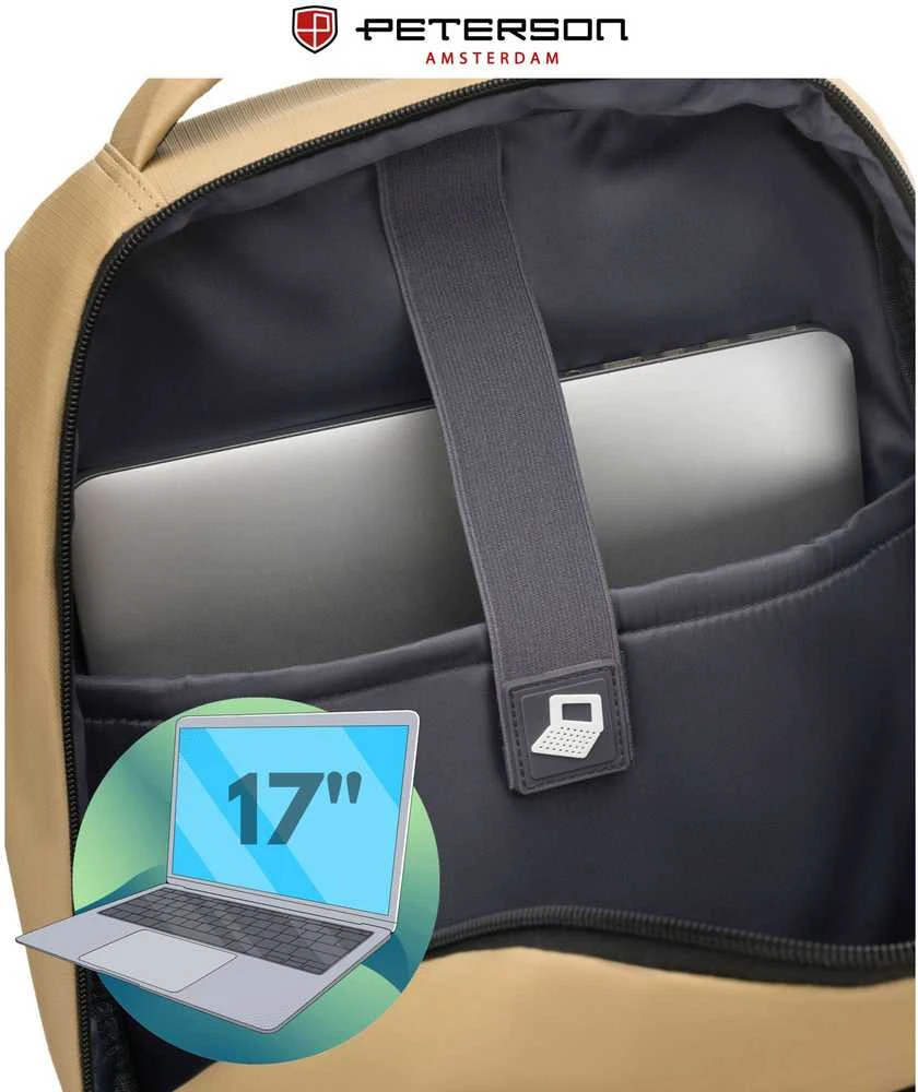 Didelė kuprinė unisex Peterson, chaki K22