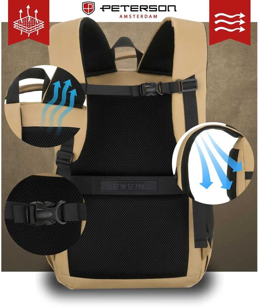Didelė kuprinė unisex Peterson, chaki K22