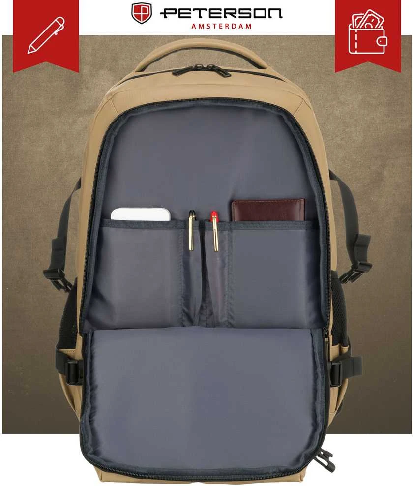 Didelė kuprinė unisex Peterson, chaki K22