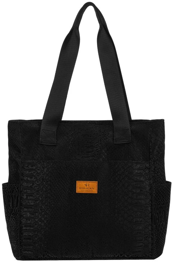 Didelė moteriška „Rovicky“ shopper rankinė iš poliesterio, juoda spalva RP39