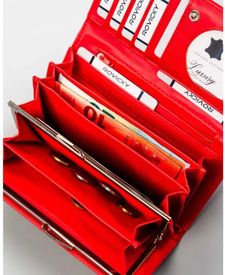 Didelė raudona moteriška ekologiškos odos piniginė su spaude „4U Cavaldi“