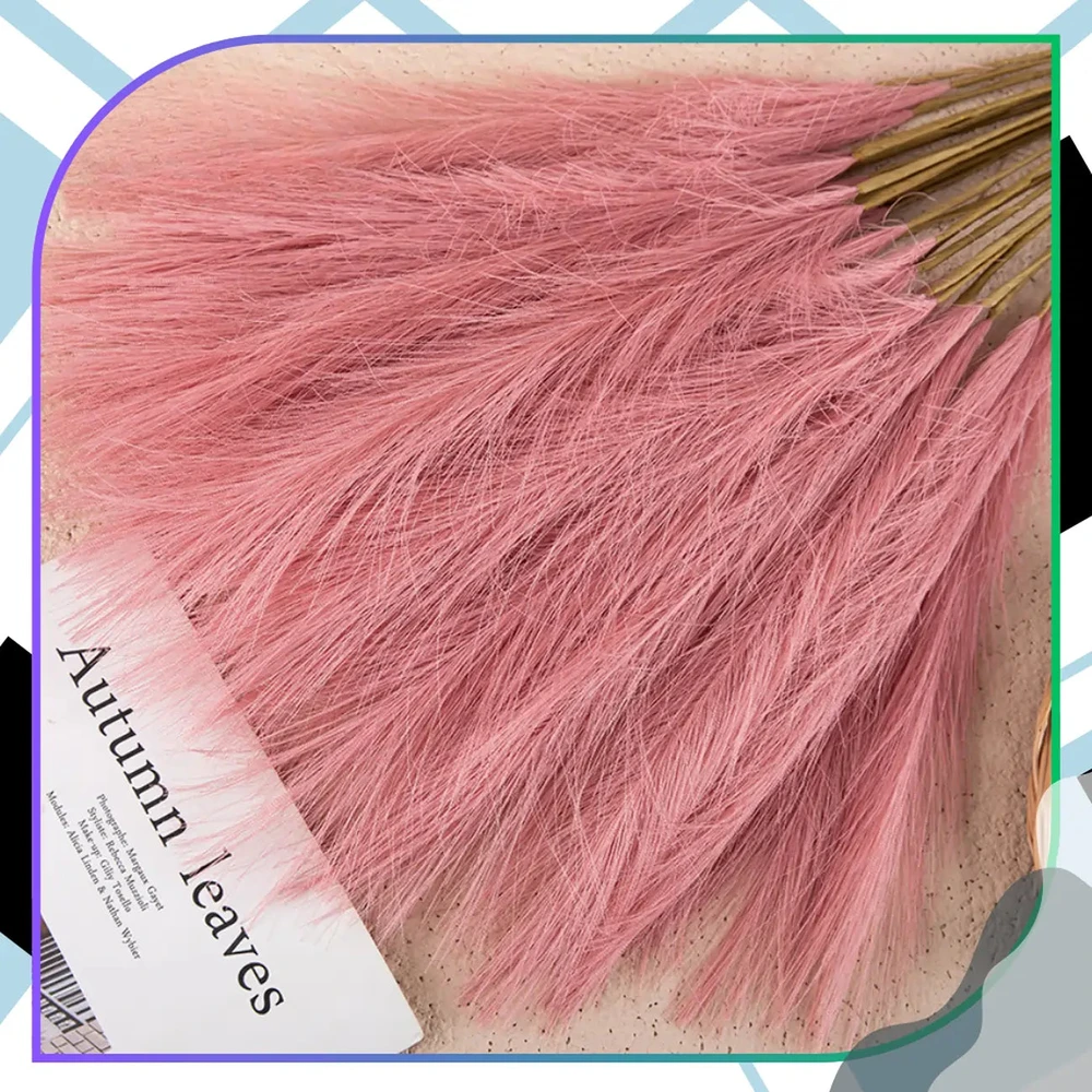 Dirbtinė pampų žolė šiltai rožinė PVC, 10 vnt. N89