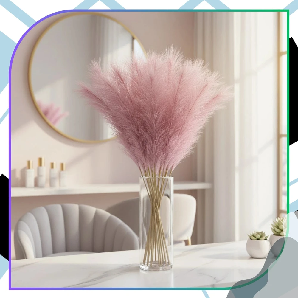 Dirbtinė rožinė pampų žolė PVC 56,5 cm (20 vnt.) N82