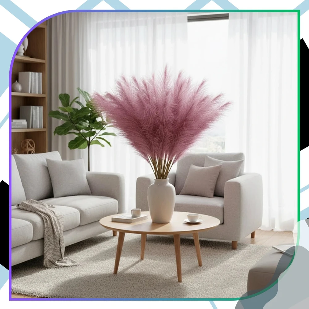 Dirbtinė rožinė pampų žolė PVC 56,5 cm (20 vnt.) N82