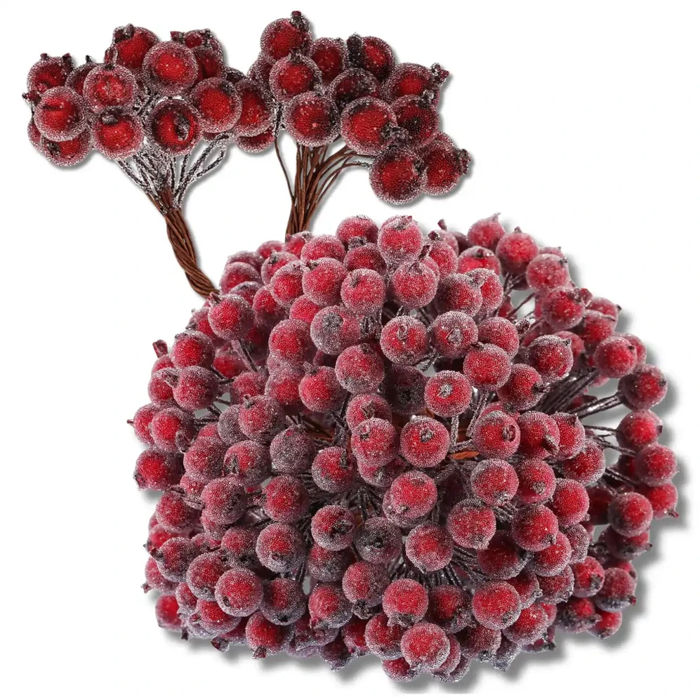 Dirbtinės bordo šermukšnio šakelės 15 cm, 100 vnt. N66