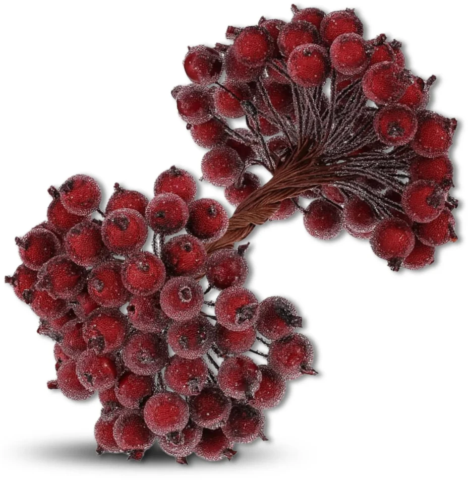 Dirbtinės bordo šermukšnio šakelės 15 cm, 100 vnt. N66