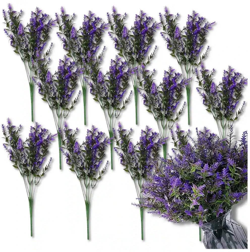 Dirbtinės violetinės levandos šakelės 35 cm, 12 vnt. N36