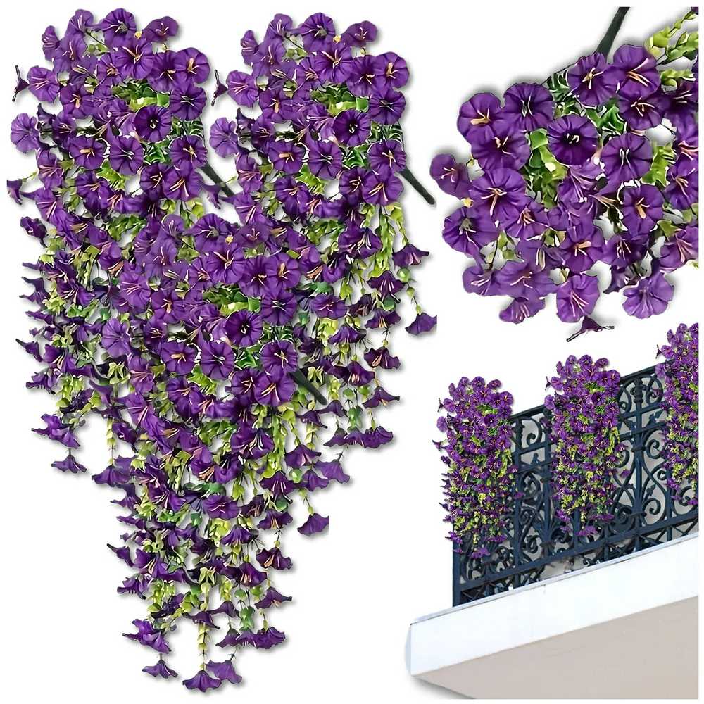 Dirbtinių gėlių girlianda, violetinė, 3 vnt.