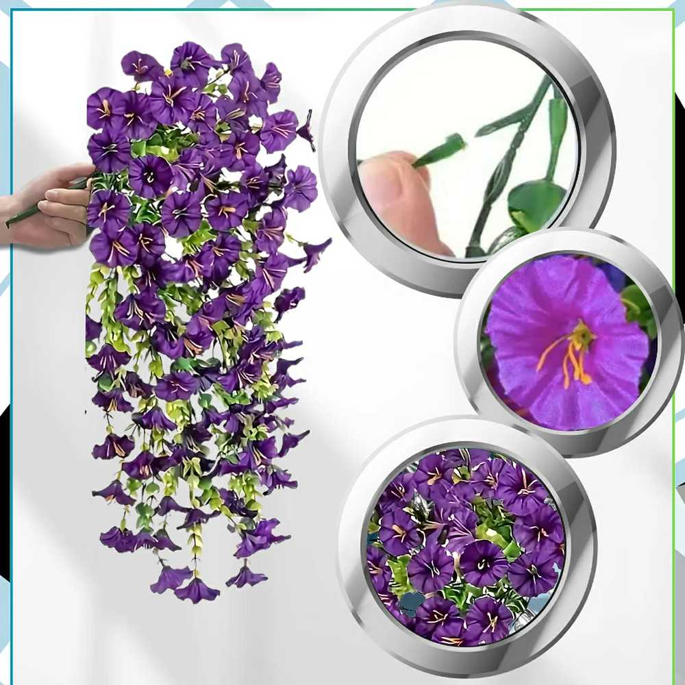 Dirbtinių gėlių girlianda, violetinė, 3 vnt.