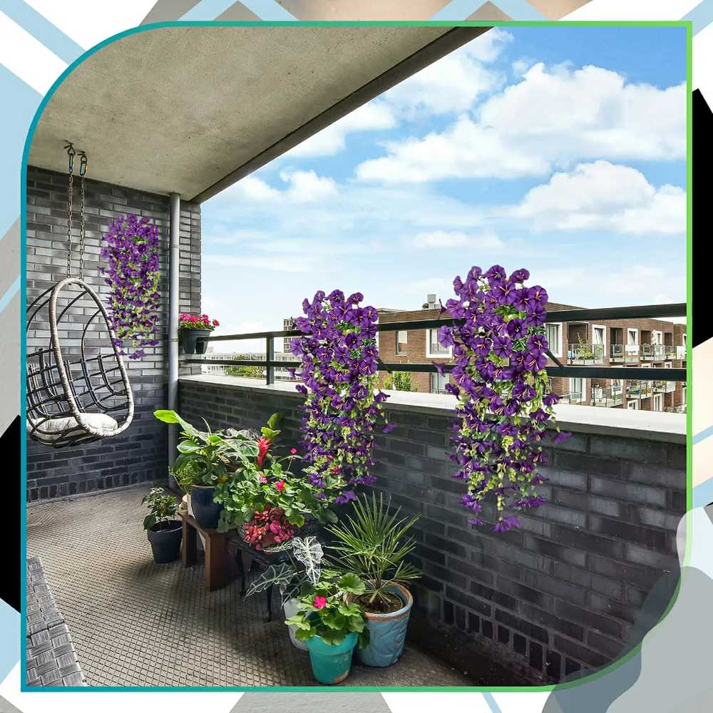 Dirbtinių gėlių girlianda, violetinė, 3 vnt.