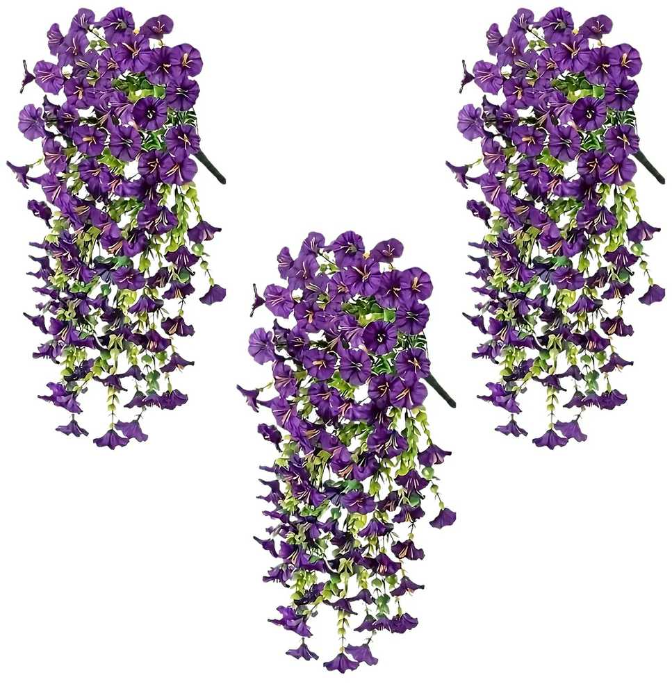 Dirbtinių gėlių girlianda, violetinė, 3 vnt.