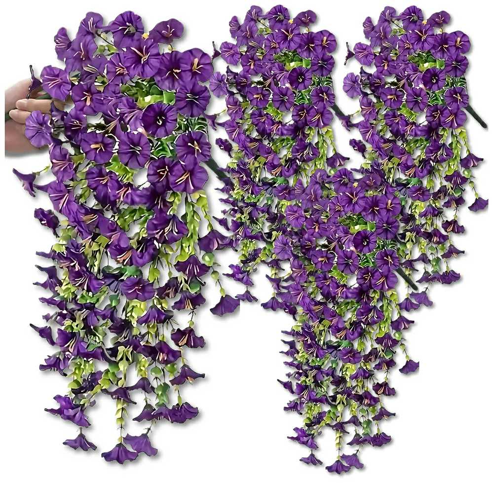 Dirbtinių gėlių girlianda, violetinė, 3 vnt.